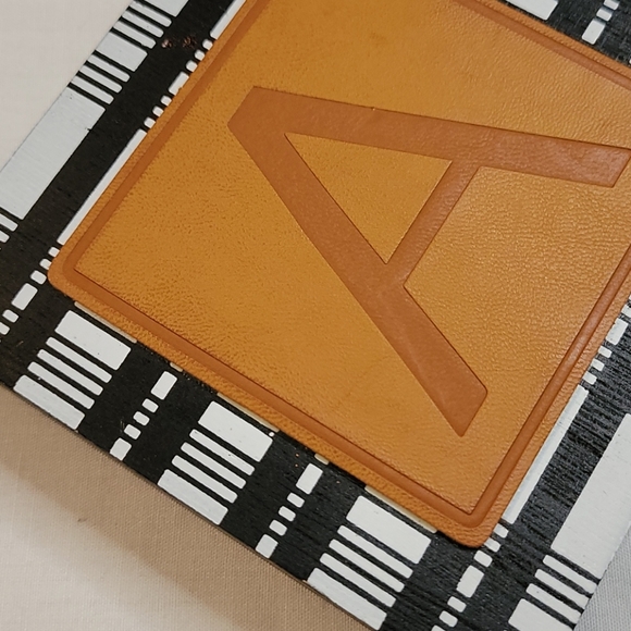 NEW Plaid & Leather "A" Wood Block Home Decor - Picture 11 of 17